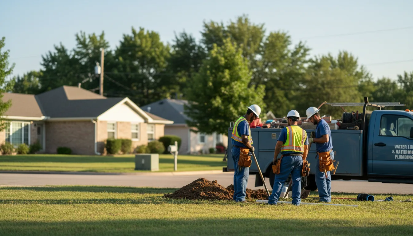 Residential water line and bathroom plumbing service in Comanche, OK